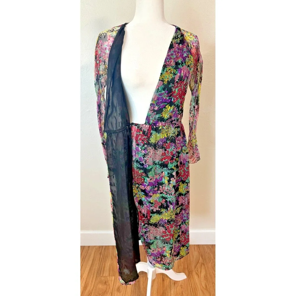 Vintage 80's Diane Dickinson‎ for Gentillesse Silk Floral Wrap Dress Size Medium